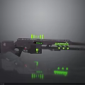 Futuristic Sci Fi Gun Design With Metallic Body Green Glowing Accents And Targeting Reticles