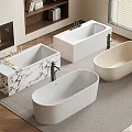 Elegant Modern Bathroom Bathtub Designs With Marble Pattern And Various Shapes