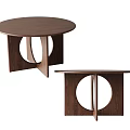 Modern Wooden Dining Table Set With Round And Oval Tops And Circular Cutout Bases