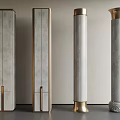 Modern Decorative Columns With Grey Finish And Gold Accents For Interior Design