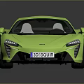 Green Modern Sports Car With Sleek Design And Black Wheels On Dark Background With Reflection