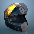 Black Motorcycle Helmet With Yellow Tinted Visor And Ultracomfort Geometric Design