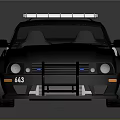 Black Police Car With Roof Lights Shiny Exterior And Sports Design