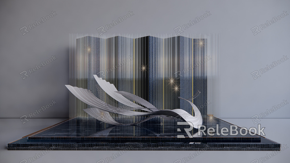 Modern Urban Sculpture Landscape Sculpture Special-shaped Curve Streamline Phoenix Linear Sculpture Waterscape Sculpture Landscape Wall model