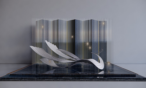 Modern Urban Sculpture Landscape Sculpture Special-shaped Curve Streamline Phoenix Linear Sculpture Waterscape Sculpture Landscape Wall 3d model