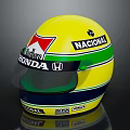 Yellow Racing Helmet With Honda BOSS NACIONAL Logos Green Blue Stripes