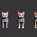 Colorful Cat Figurines With Various Colors Standing Poses And Shiny Surfaces