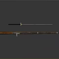 Traditional Weapons Display Featuring Katana With Black Handle And Rifle With Wooden Stock