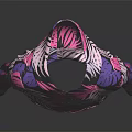 Fashionable Hooded Sweatshirt With Vibrant Leaf Pattern In Pink Purple White Colors