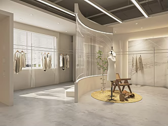Modern Clothing Store Women's Clothing Store Clothing Shelf Booth Cashier Shaped Showcase Fitting Mirror Nakajima Booth 3d model