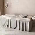 Beige Massage Bed Featuring Gray Towel Pendant Light and Green Plant on Gray Tiles Floor