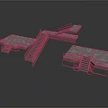 Wooden Staircase And Platform Structure Design With Connected Steps And Floors