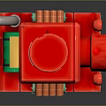 Red Toy Tank with Building Block Design Featuring Window and Cannon Tracks