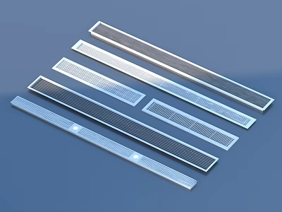 Stainless Steel Long Strip Floor Drains with Grid Design Different Styles and Silver Black Color 3d model
