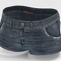 Dark Blue Denim Shorts With Front Button Stitched Pockets And Frayed Hem