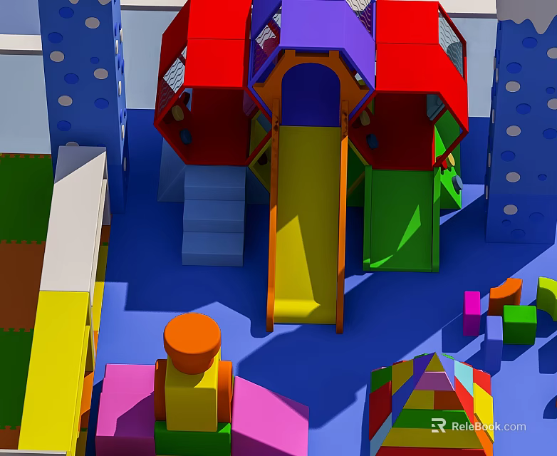 Fun Colorful Outdoor Playground Equipment With Slide Steps And Building Blocks 3d model 