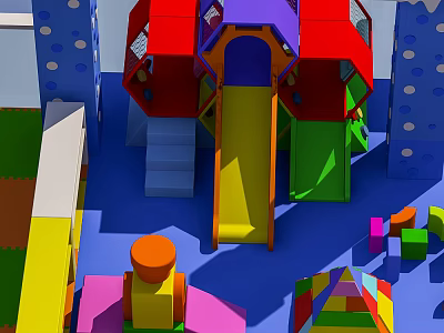 Fun Colorful Outdoor Playground Equipment With Slide Steps And Building Blocks 3d model
