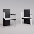 Modern Black And White Leisure Chairs With Minimalist Design And Armrests