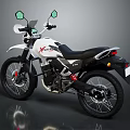 Modern White Motorcycle With Green Mirrors Black Seat And Red X Logo