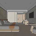 Hotel Room With Twin Beds Orange Bed Runners Golden Floral Wall Wooden Flooring And TV