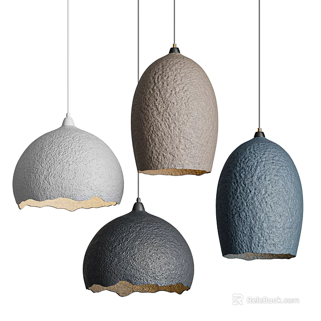 Modern Textured Surface Pendant Lights With Dome Shape And Various Colors 3d model