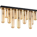 Chic Modern Gold Cylindrical Tube Ceiling Light With Black Rectangular Base 3d model