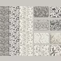 Decorative Patterned Tiles With Floral Plant Designs In Various Colors