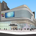 Modern Commercial Landscape With High Rise Buildings And Urban Plaza Design
