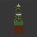 Lego Christmas Tree Decoration Featuring Spiral Green Design Red Base Star Top And Small House