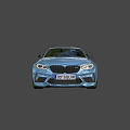 Blue BMW M2 Sports Car With Two Door Exterior And Silver Alloy Wheels