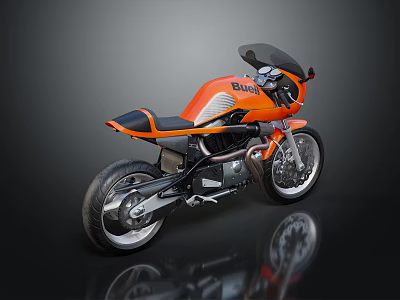 Buell Orange Motorcycle Sleek Design With Black And Orange Seat And Modern Sporty Look 3d model
