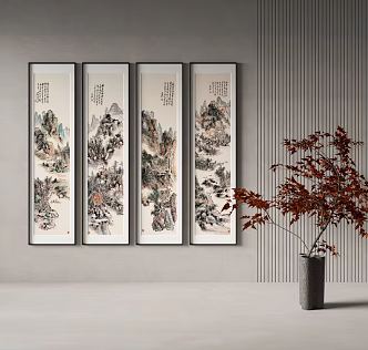 New Chinese Landscape Painting Decorative Painting 3d model