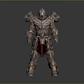 Fantasy Warrior Character In Detailed Ornate Medieval Armor With Spiked Shoulders