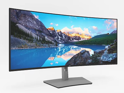 Curved Computer Monitor With Ultra Wide Screen And High Definition Landscape 3d model