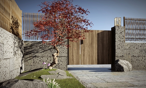 Modern gate courtyard entrance 3d model