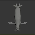 White 3D Marine Reptile Model With Streamlined Body And Flippers