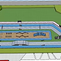 Sports Track And Field Facility Design With Running Lanes Grass Area And Stands