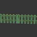 Green Wooden Picket Fence With Rustic Weathered Design For Garden Decoration