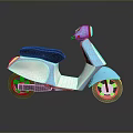 Stylish Blue And White Modern Scooter With Black Seat And Chrome Wheels