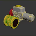 Yellow Valve Body with Gray Electric Actuator Flange Connection Mechanical Part
