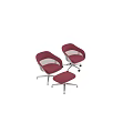 Modern Table And Chair Set With Pink White Seats Metal Base And Wheels