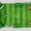 Heineken Themed Football Exhibition Setup With Green Grass Goalposts And Soccer Ball