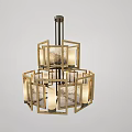 Elegant Modern Chinese Chandelier With Wooden Frame And Translucent Patterned Shade