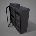 Black Industrial Server Rack With Open Door And Multiple Server Units