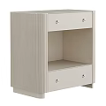 Modern White Storage Cabinet With Vertical Striped Front Drawers And Open Shelf