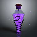 Decorative Ornament Set Featuring Purple Glass Bottle With Black Spiral Design And Glowing Dots