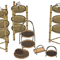 Bamboo Garden Decor With Multi Tiered Shelves And Various Tray Designs