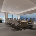 Modern Conference Room Design With Long Table Comfortable Chairs And Large Windows 3d model