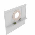 Elegant Circular Striped Frame Mirror Reflecting Chandelier And Decorative Painting In Modern Luxury Interior