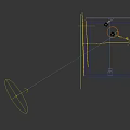 Modern Minimalist Single Chair in White and Blush Leather with Armrests on Round Display Platform